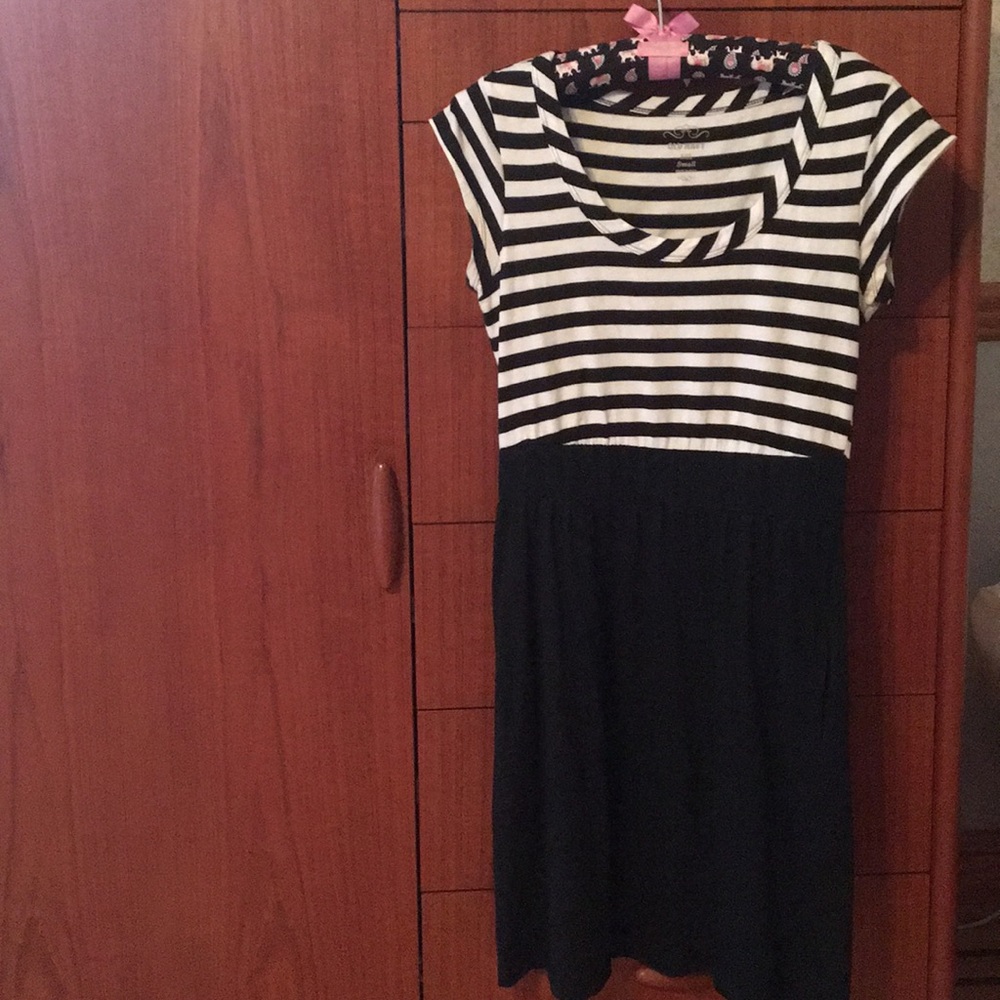 Black and white striped dress